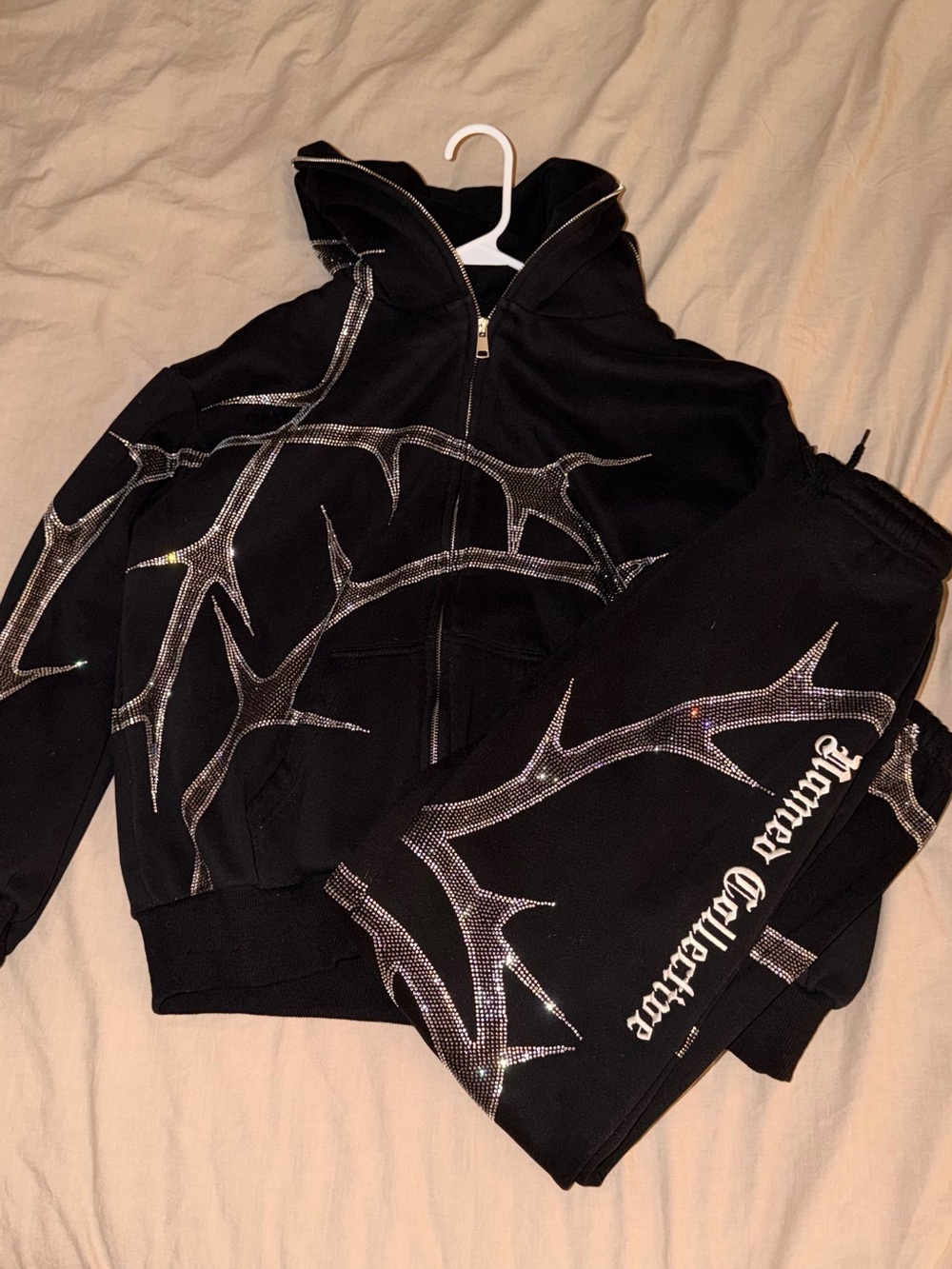 Named Collective Thorn Rhinestone Zip Hoodie and Sweatpants - Black - Picture 9 of 9